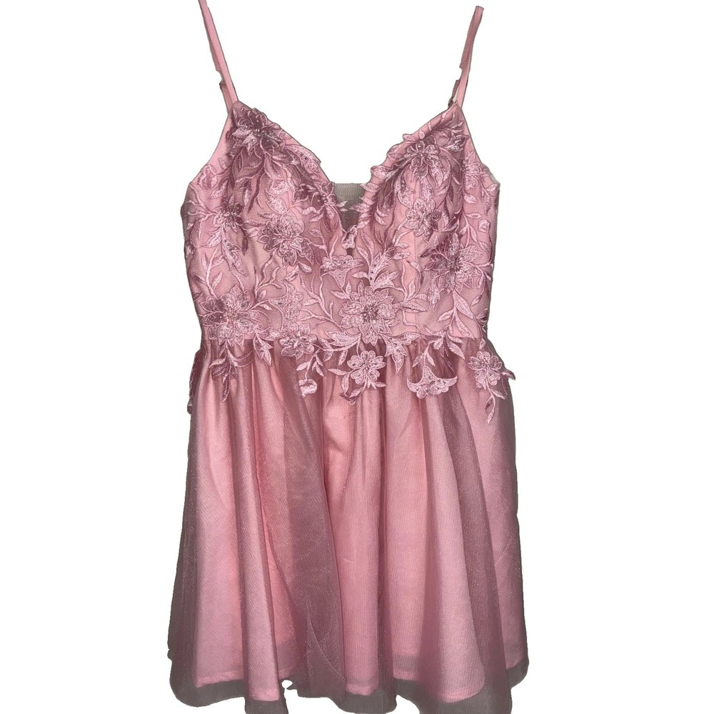 Hoco Dress Fifteen Roses Mini Womens 6 Pink Lace Tulle Sequin Fairycore Ballet